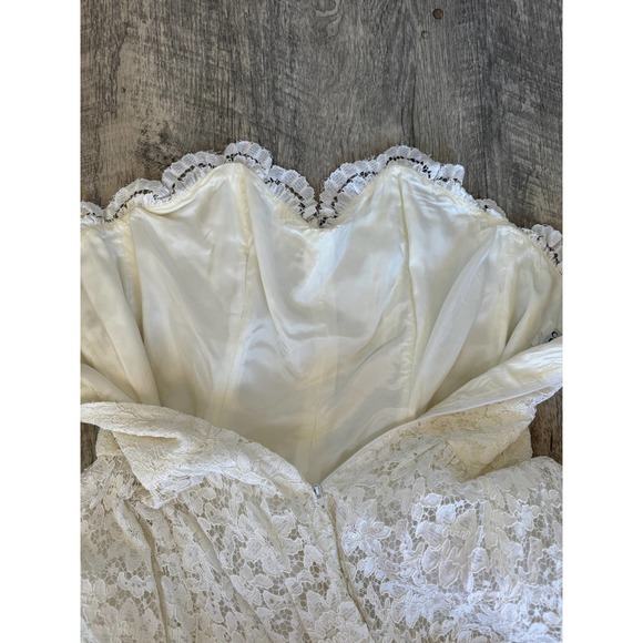 Caroline Charles London Vintage 1980's Strapless White Fit and Flare Midi Dress - Picture 9 of 12